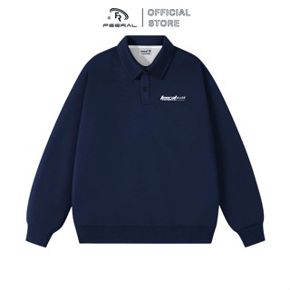  Áo sweater cổ polo cổ bẻ nỉ 2 da không bám bụi mềm mịn form rộng nam nữ Feeral   STYLE 