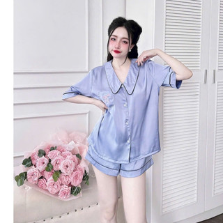 Đồ bộ ngủ đùi lụa, latin bigsize mặc nhà cho chị em 50-110kg đính nơ dễ thương chất lụa mềm mát