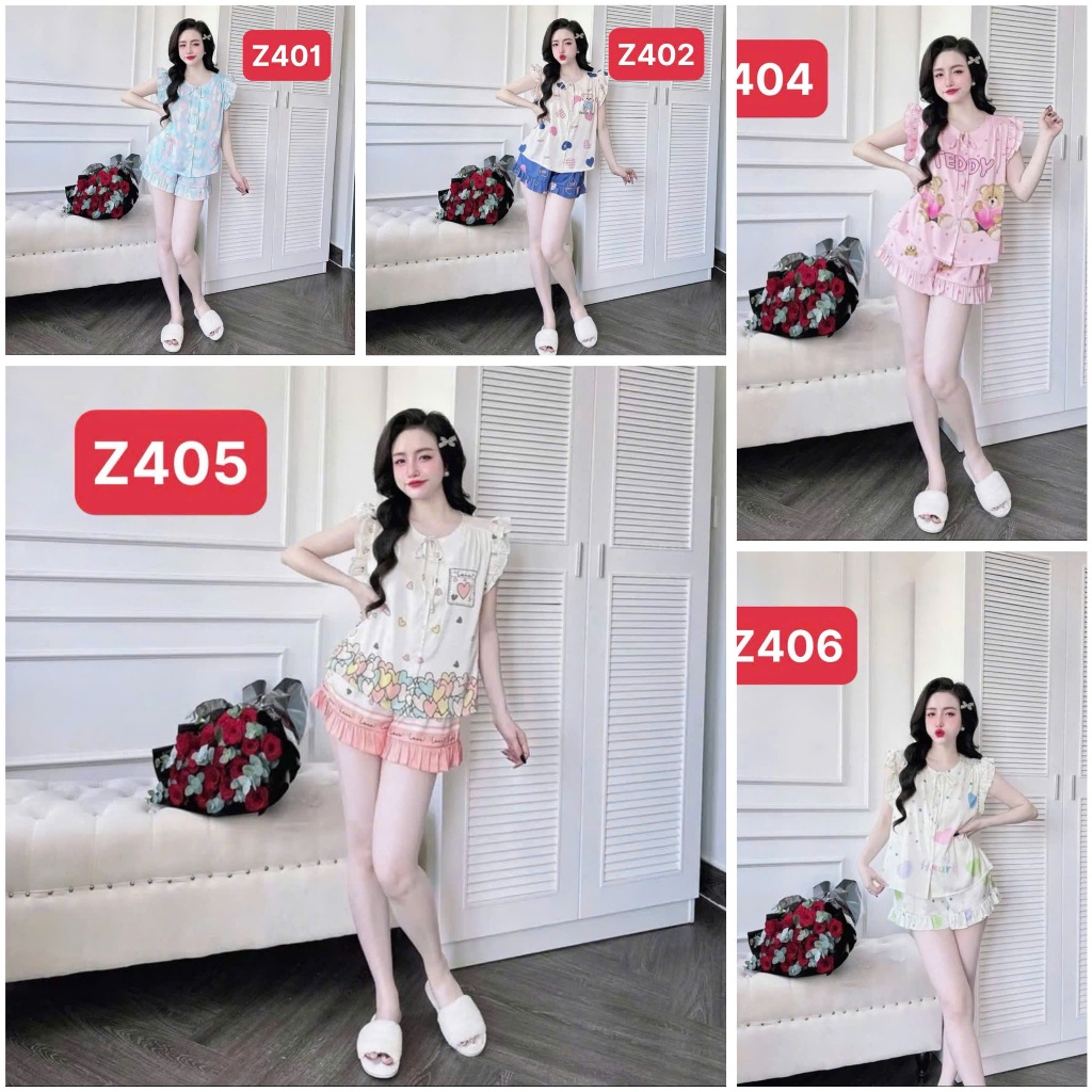 Pijama Cộc Tay Quần Ngắn Z4 Kim Thanh - Lụa Latin Short Bông Mặc Nhà Sang Trọng Size 40-72kg | BigBuy360 - bigbuy360.vn
