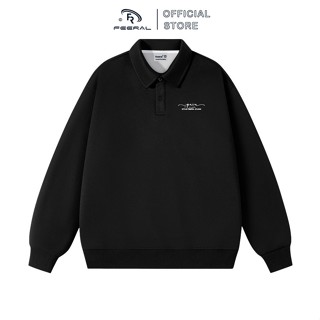  Áo sweater cổ polo cổ bẻ nỉ 2 da không bám bụi mềm mịn form rộng nam nữ Feeral   No Pain No Gain 