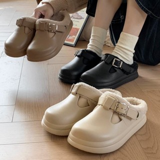  Sục da chống nước bên trong lót lông có đai basic cho mùa đông ấm áp 