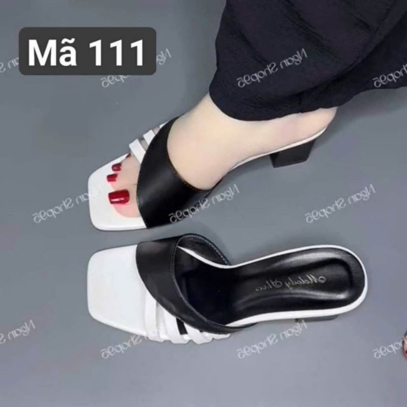 Dép cao 3cm và 5 cm phối 2 màu ôm dáng