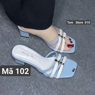 Dép cao 5cm đế vuông  dây mảnh