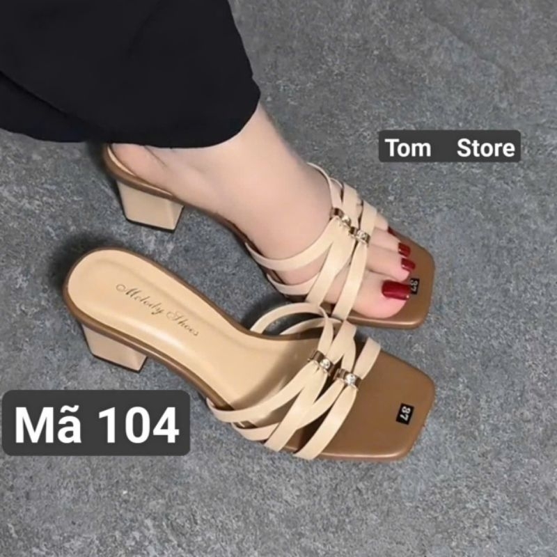 Dép cao 5cm đế vuông  dây mảnh