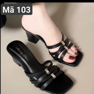 Dép cao 5cm đế vuông  dây mảnh