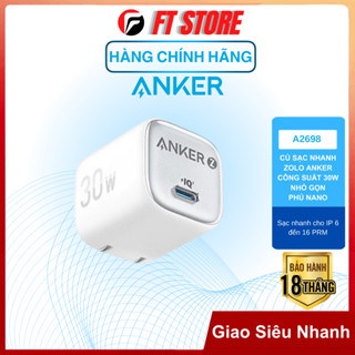 Củ sạc nhanh Anker Zolo 30W 1 cổng USB-C hỗ trợ PD QC 3.0 A2698 hỗ trợ iP Android - Chính hãng