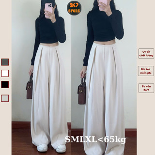 Quần Tây Công Sở Ống Rộng Quần Vải Ống Suông Ly Trước Cạp Cao hách dáng 247store_Q.ongrong389_P2K4