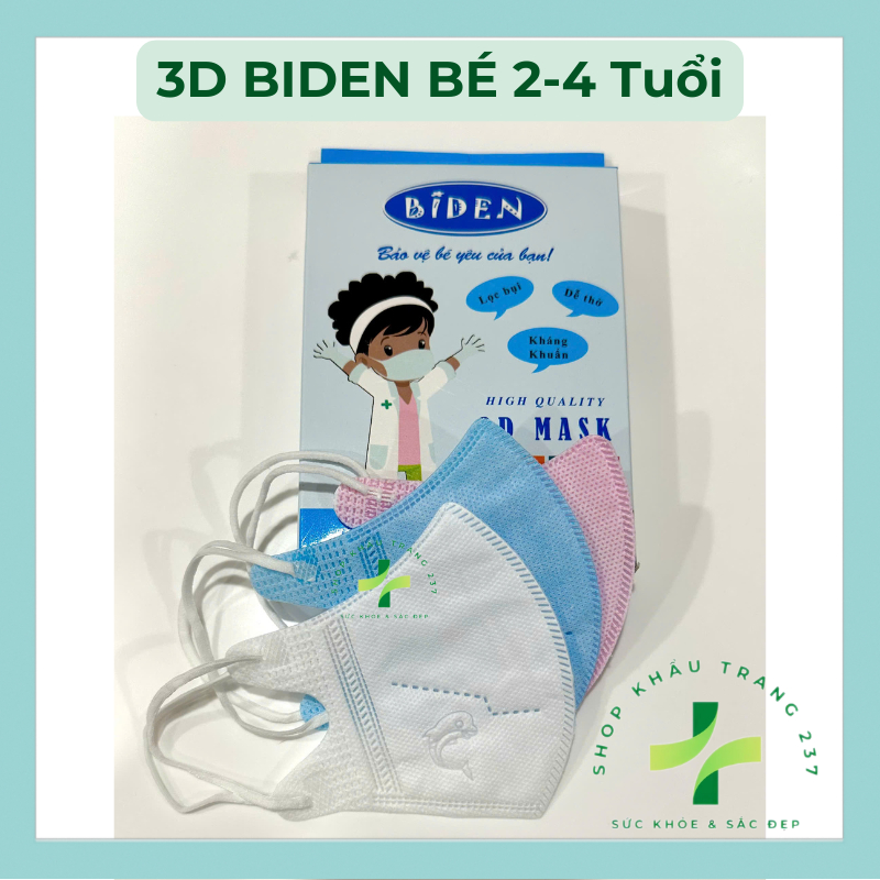 [SET 50 CÁI] Khẩu Trang Trẻ Em 3D Biden Cho Bé 2-4 Tuổi