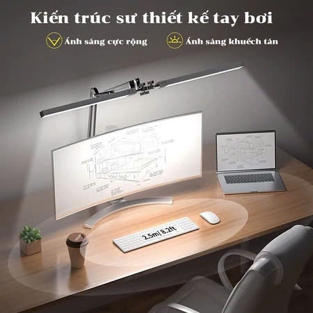 Đèn học, đọc sách bóng Led 3 màu siêu sáng 10 chế độ chống cận xoay đa góc - Đèn kẹp bàn hiện đại, tiết kiệm không gian