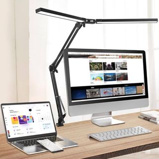 Đèn học kẹp bàn 2 led đôi 24w siêu sáng 3 màu,10 chế độ bảo vệ mắt chống cận, xếp gọn - Đèn bàn làm việc,đèn live stream