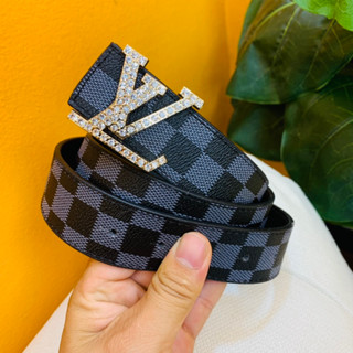 Dây lưng nam cao cấp mặt đính đá, thắt lưng nam lv, dây lưng lv thời trang, mặt kim loại nguyên khối trẻ trung