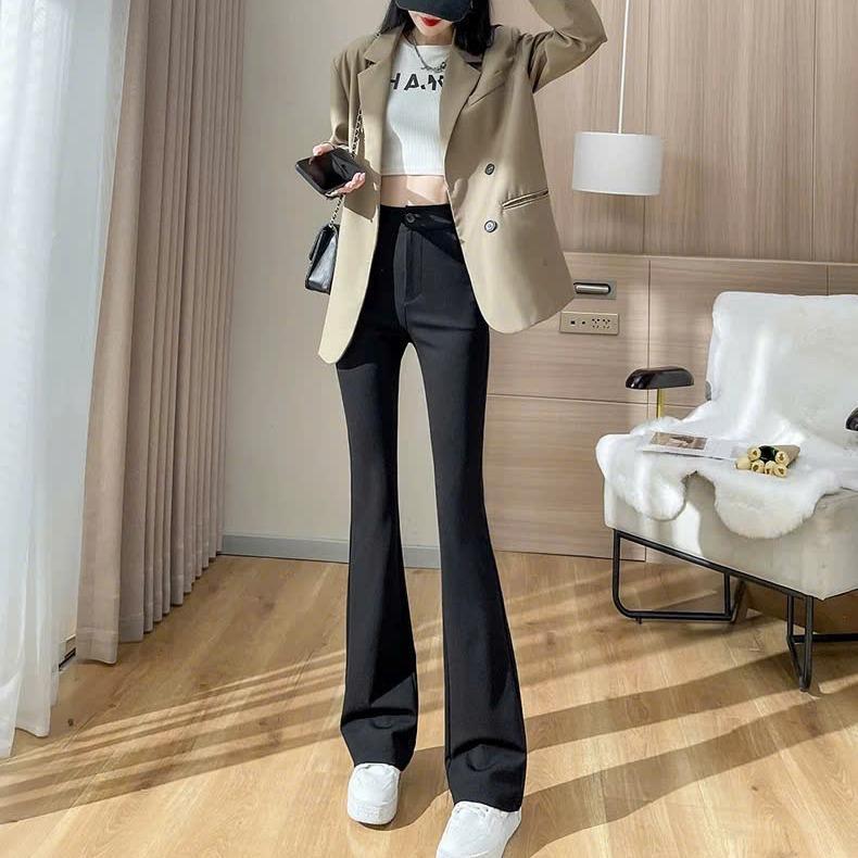 (S-2XL) Quần tây nữ dáng ống loe vải chéo Hàn mềm sang trọng  LAMO - Q1000