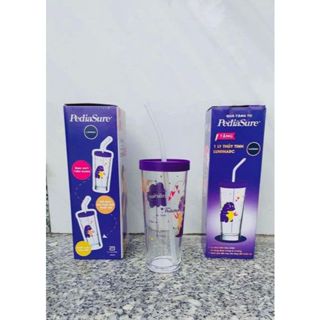 Cốc Thuỷ Tinh Có Nắp Luminarc có ống hút 400ml chịu nhiệt độ cao - đổi màu hàng quà tặng Pediasur