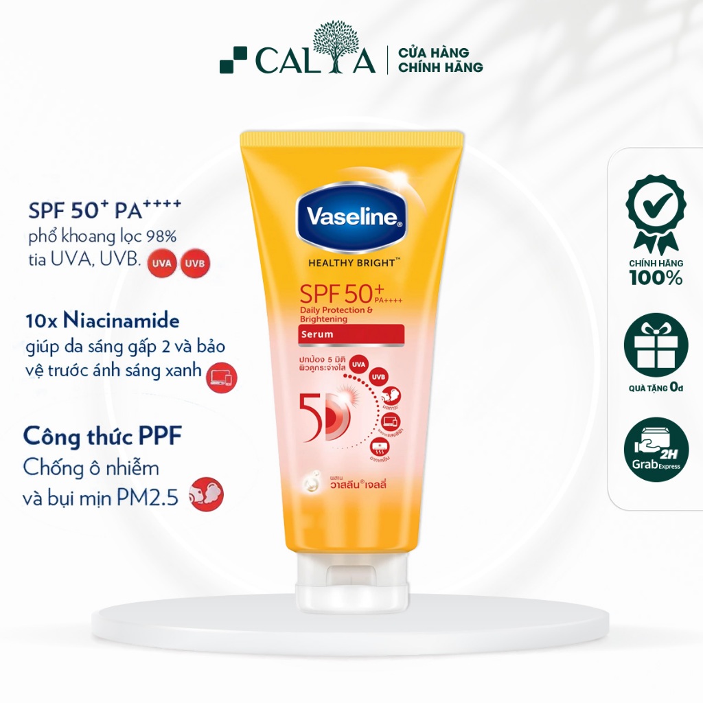 Serum Dưỡng Thể Vaseline Vàng Chống Nắng, Dưỡng Sáng Da - Healthy Bright SPF 50+ PA++++ 70ml/300ml
