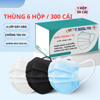 Thùng 300 chiếc ( 6 hộp ) khẩu trang Y TẾ  NGƯỜI LỚN DENTAL MASK chính hãng 4 lớp dày dặn chống bụi và tia UV