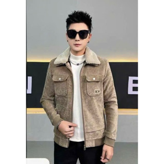 Áo khoác nam cổ lông lót lông chất nhung tăm hàng Quảng Châu cao cấp