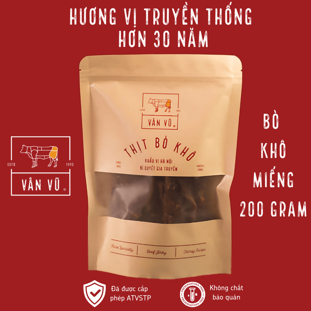 Bò khô Vân Vũ - Miếng - 200gram