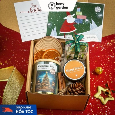 Set Quà Tặng Noel Giáng Sinh Cao Cấp Cho Bạn Gái, Trai Nến Thơm Bling Bling HENY GARDEN