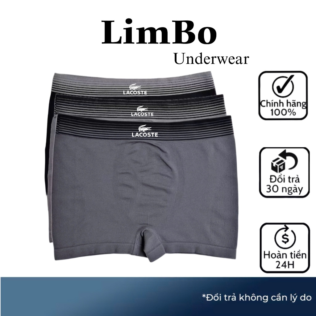 Combo 3 Quần Boxer Sip Đùi Nam LC Sợi Tre Dệt Kim Siêu Co Giãn Cao Cấp Menswear LimBo