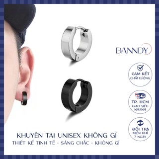  Khuyên Tai Nam Thép Titan Không Gỉ Tròn Đẹp Đơn Giản. Bông Tai Tròn Trơn Basic Unisex | Dandy 