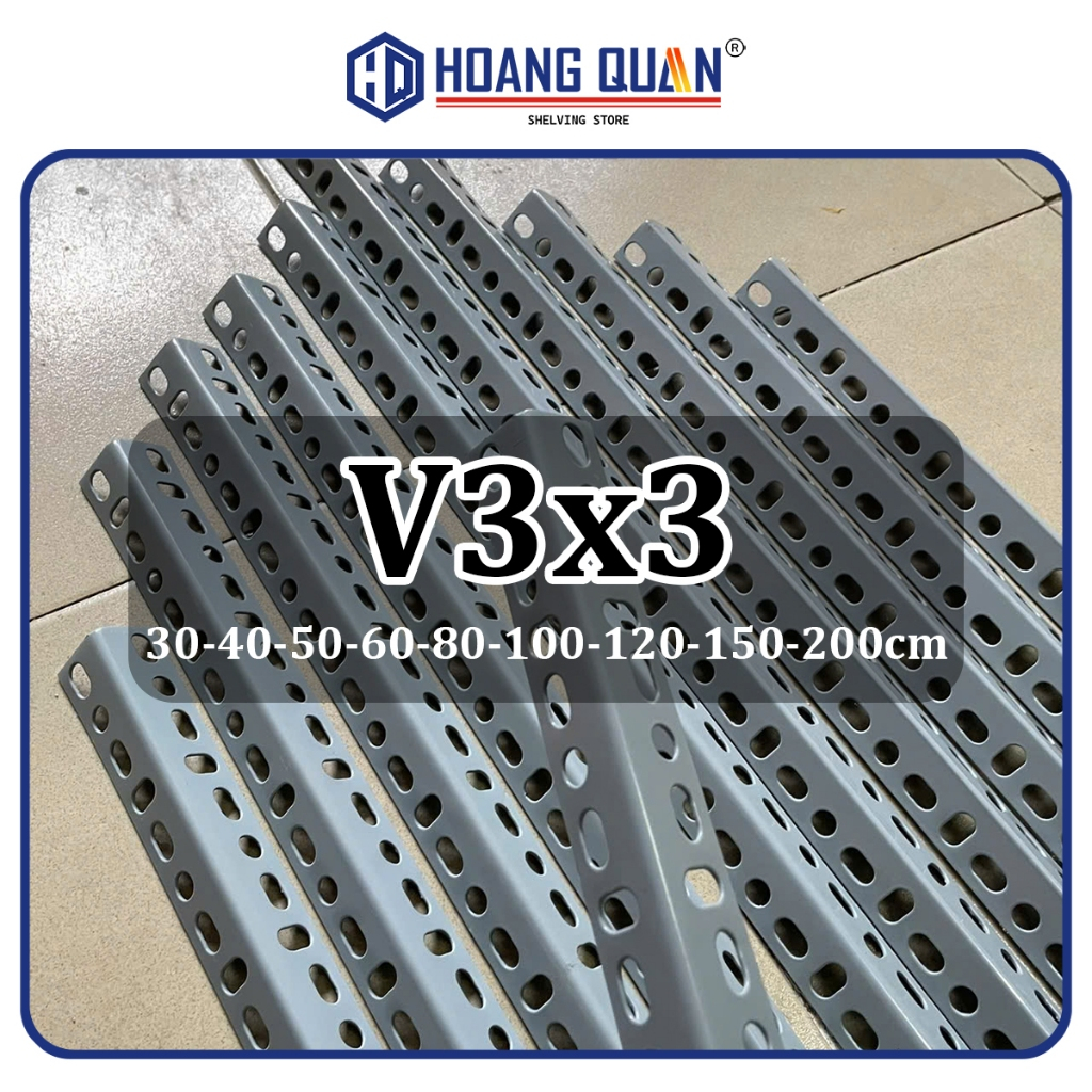 Sắt V Lỗ Bản 3x3 Dày 1ly5 Lắp Ráp Kệ Thanh Sắt V Lỗ Sơn Tĩnh Điện Kệ Đa Năng