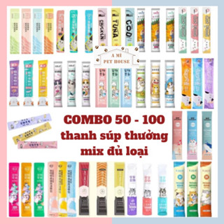   Ngày in trên bao bì là ngày sx  COMBO 100 thanh súp thưởng cho mèo mix các loại 