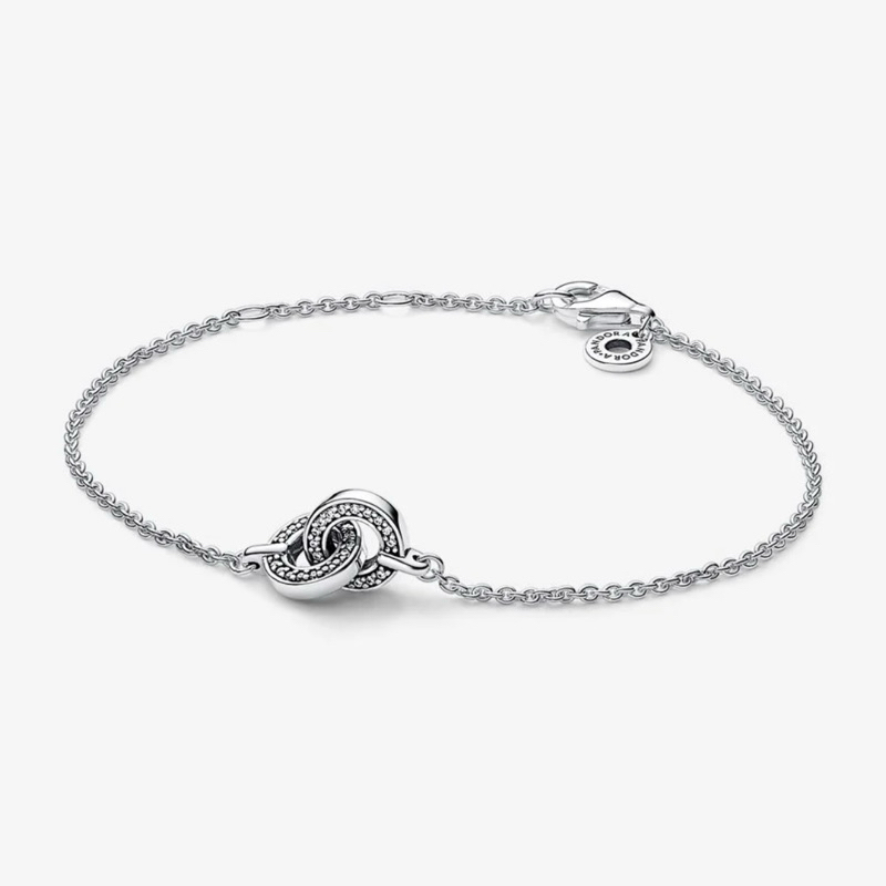 CHÍNH HÃNG - PANDORA Signature Intertwined Pavé Chain Bracelet (Sterling Silver, Zirconia) - Vòng/lắ