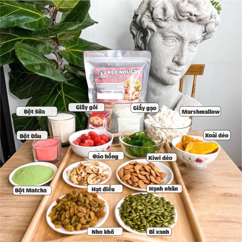 set nguyên liệu làm kẹo nougat (kẹo hạnh phúc )