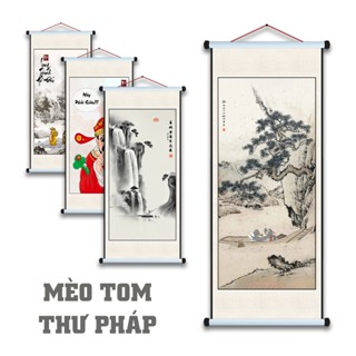 Tranh CANVAS Thư Pháp Mèo Tom, Tổng Hợp Tranh Vô Tri Treo Tường Hài Hước, Tranh Chế, Tranh Vô Tri