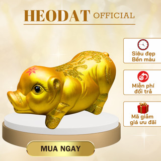 Lợn đất tiết kiệm Phúc Lộc dáng dài, ống heo đất tiết kiệm khắc chữ sơn màu size to