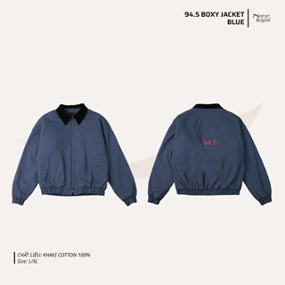 Áo khoác kaki chần bông 2 lớp phom boxy màu xanh unisex nam nữ Neverbegood 94.5 Jacket Blue