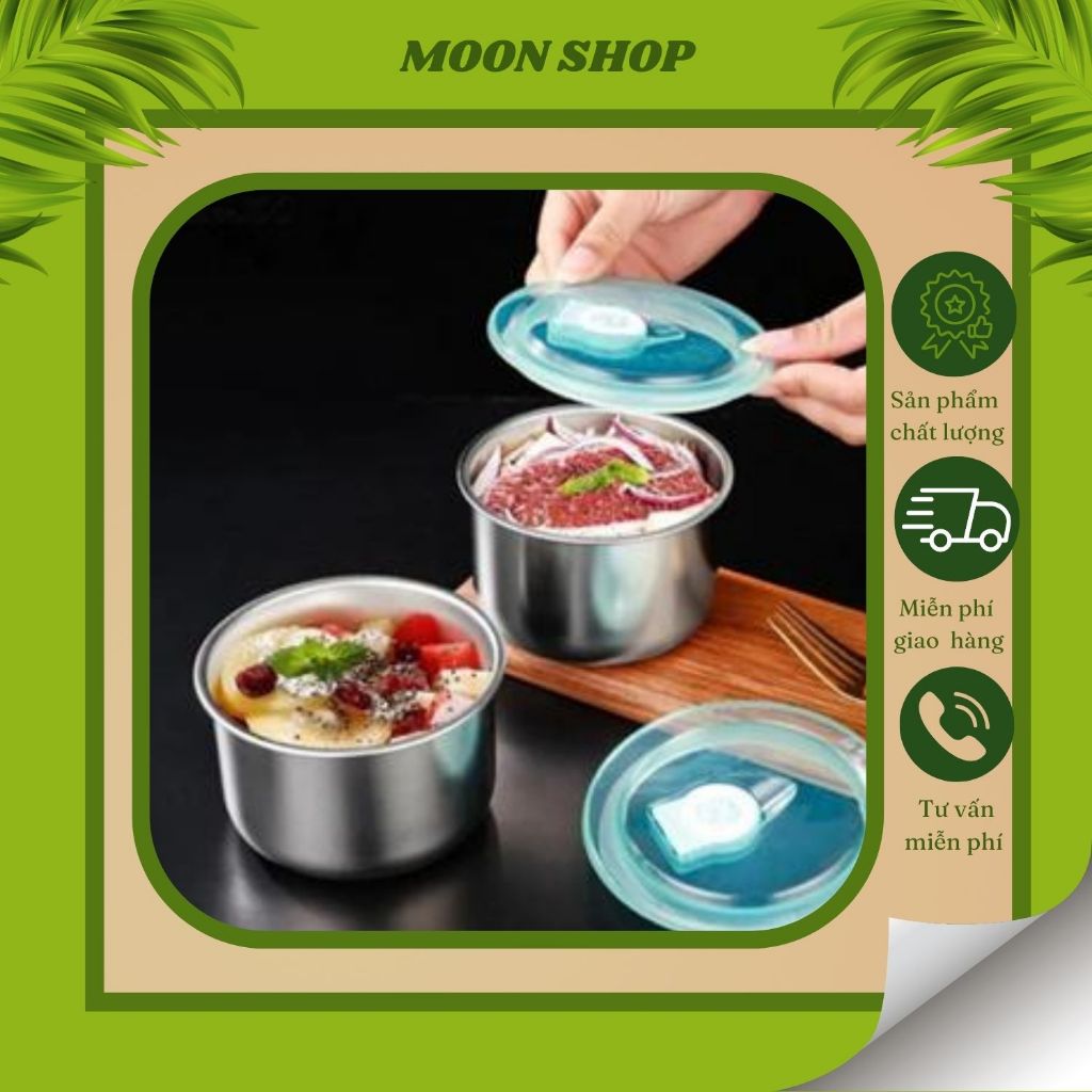 [combo 5 khay ] Khay đựng thực phẩm inox 304 có nắp đậy , hộp đựng thực phẩm bằng inox để tủ lạnh