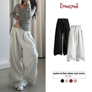Quần Nỉ Bycamcam Ống Rộng Cạp Chun Phong Cách Hàn Quốc QTD054