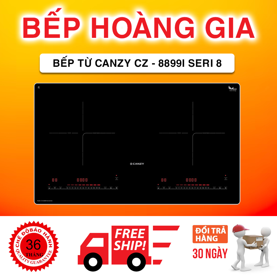 Bếp Từ Đôi Canzy CZ-8899i Seri 8 bán chạy 2025, Mạch chuẩn đức Inverter tiết kiệm 45% điện BH 3 năm