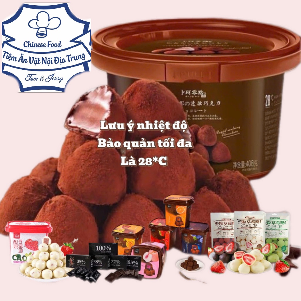 [shop mới] Nama socola tươi 408gr , Nguyên Chất Đen Đắng Không Đường , Hoa quả với nhiều lựu chọn