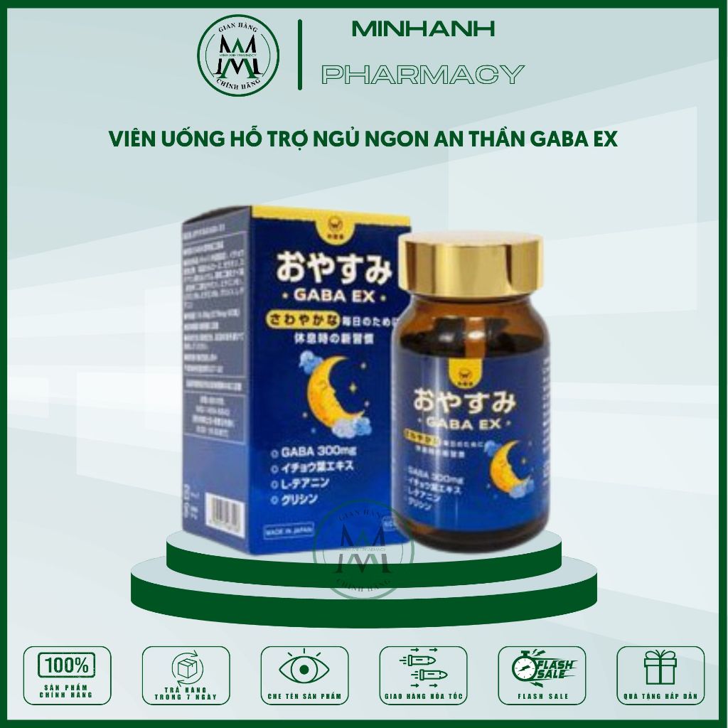Viên Uống Ngủ Ngon Giảm Stress Gaba Ex WAKENKO Nhật Bản - Hộp 60 Viên