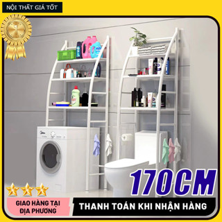 Kệ Bồn Cầu Kệ Máy Giặt 3 Tầng 170CM Dáng Cánh Buồm Cao Cấp Với Thanh Kim Loại Chắc Chắn Để Nhà Vệ Sinh Trên Toilet