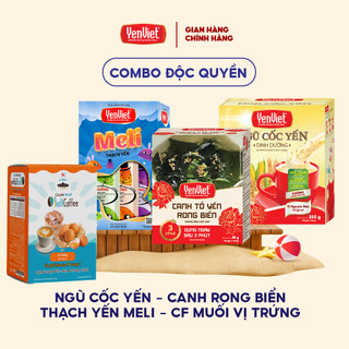 Combo Yến Việt: Ngũ cốc dinh dưỡng 10 gói + Rong biển 10 gói + Thạch yến MeLi 21 thanh + Cà phê vị tự chọn