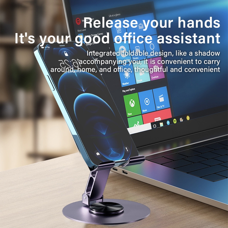 Kệ giá đỡ điện thoại hợp kim nhôm để bàn-xoay 360° ,giá đỡ máy tính bảng iPad,gấp gọn tiện dụng | BigBuy360 - bigbuy360.vn