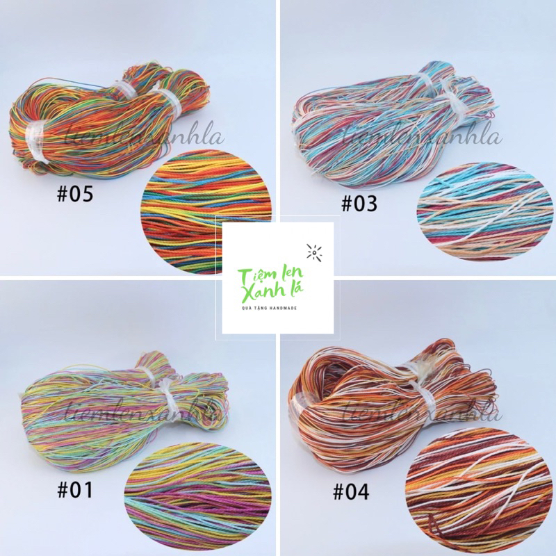 Dây sáp wax cầu vồng 1mm / dây sáp wax Đài loan 1mm / dây waterproof 1mm (bó 10 mét)