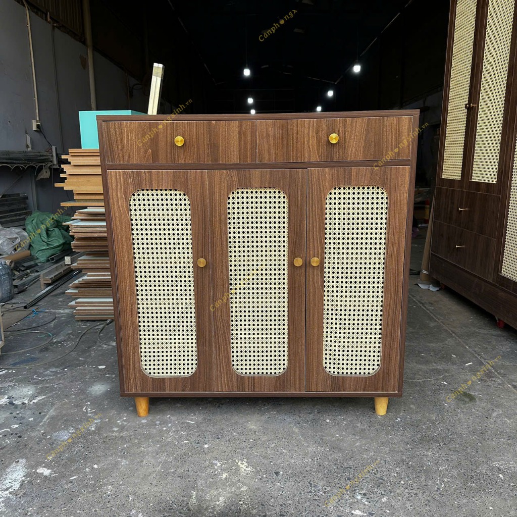 Tủ giày cánh mây mắt cáo,sang trọng, có nhiều ngăn để giày dép, gỗ MDF CPX-TG13