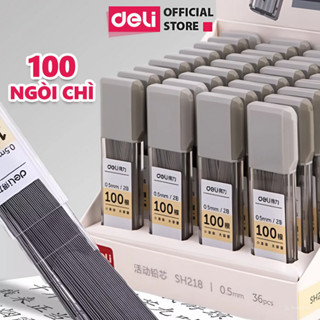 Ruột bút chì kim 0.5mm Deli, ngòi chì kim 100 chiếc 2B, lõi chì bấm nhỏ gọn tiện lợi phù hợp cho học sinh, văn phòng