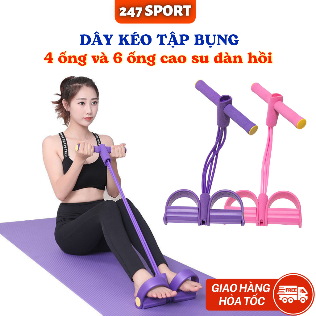 Dây kéo tập bụng cao su 4 ống, 6 ống Combo Dây kháng lực đàn hồi tập thể dục tập cơ bụng tại nhà