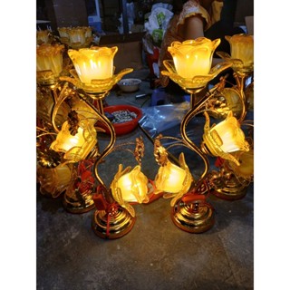   CẶP Đèn Thờ Thuỷ Tinh CAO CẤP có Led - -Đồ Trang Trí Bàn Thờ Gia Tiên Bàn Phật... 