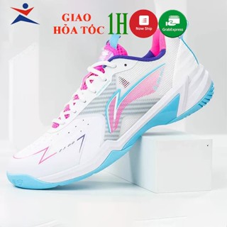 giày cầu lông lining AYZU019-2 mẫu mới màu trắng hồng phù hợp cho nữ bảo hành 12 tháng êm chân thoáng khí bám sân tốt