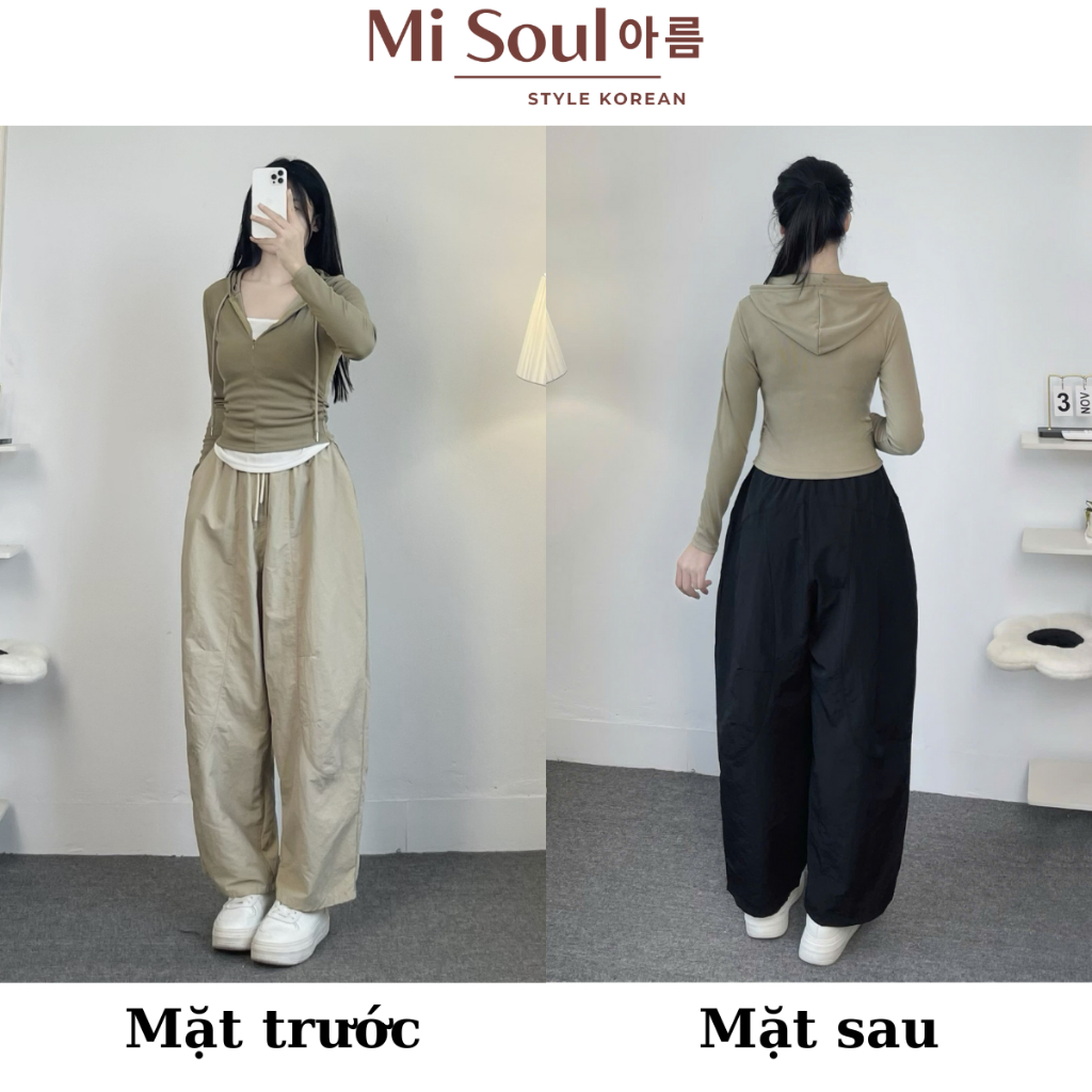 Áo Thun Tăm Dài Tay Nhún Eo Phối 2 Lớp Có Mũ Khóa Kéo Trước BigSize MiSoul, Áo Dài Tay Mix Viền Trắng 363 | BigBuy360 - bigbuy360.vn
