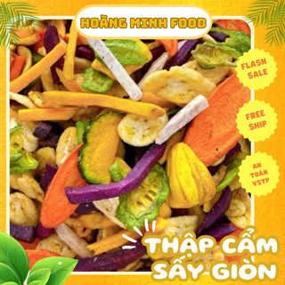 Trái cây sấy thập cẩm Hoàng Minh Food, hoa quả sấy nguyên miếng hàng xuất khẩu Đặc Sản Đà Lạt