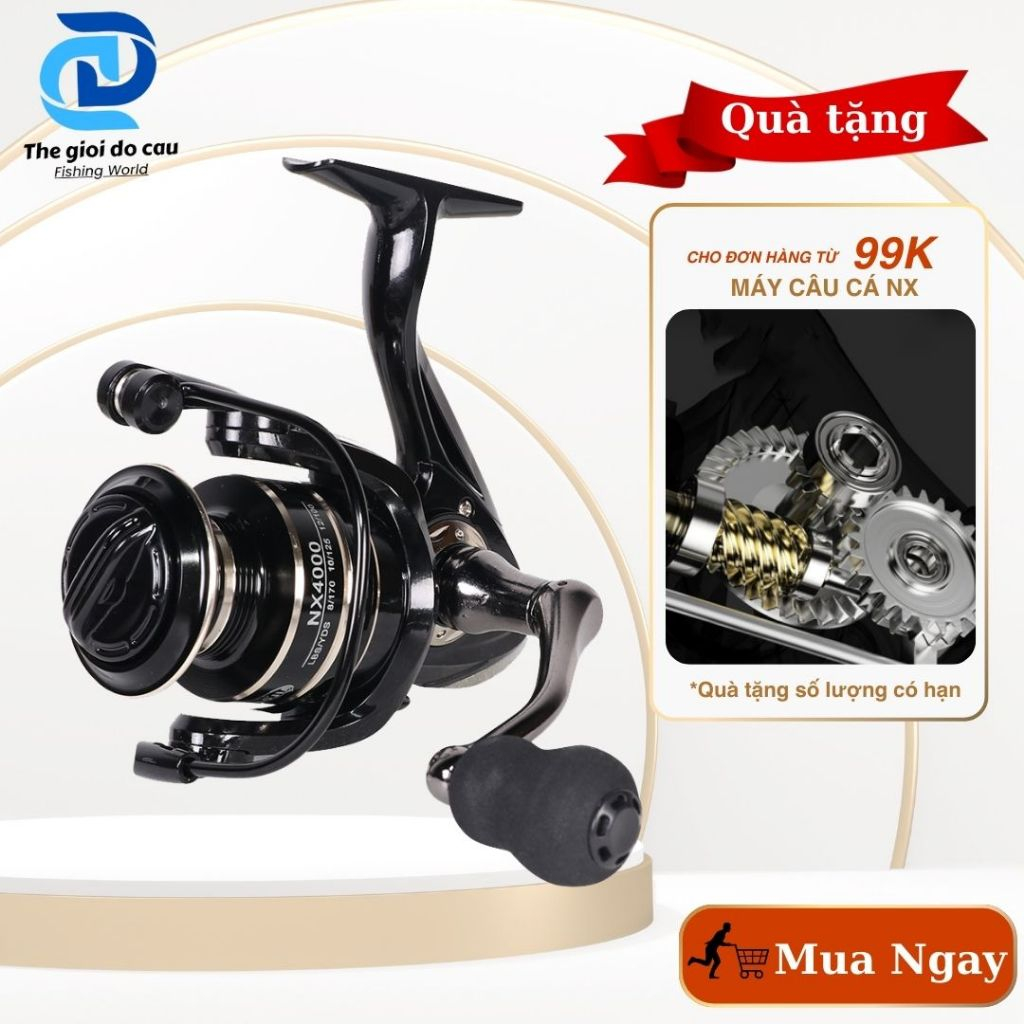 Máy câu cá NX  , máy câu cá kim loại giá rẻ , máy câu đứng câu Lure, lăng xê full size 1000 - 7000