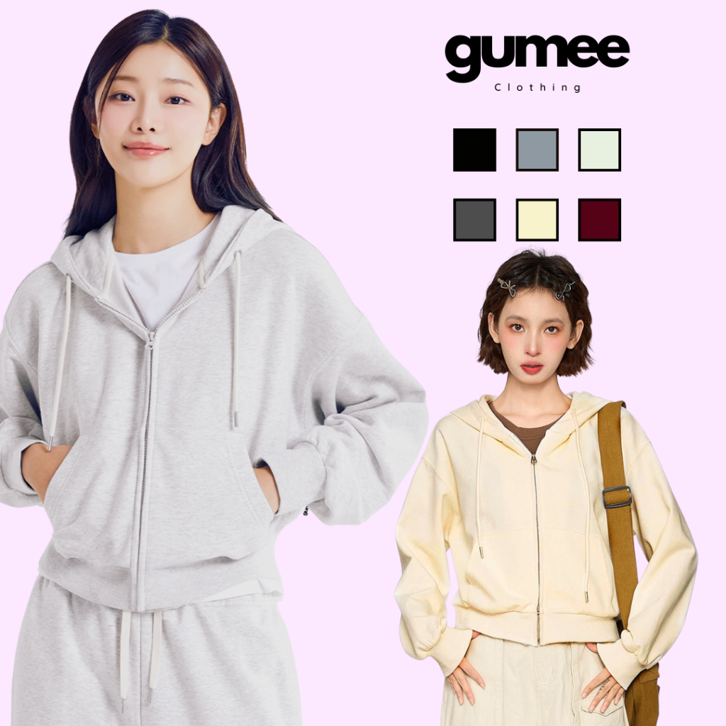Áo khoác hoodie zip nữ croptop chống nắng nỉ hai da form rộng boxy mũ to thấm hút mồ hôi tốt - GHZ | BigBuy360 - bigbuy360.vn
