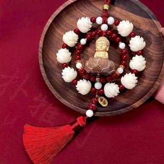 Vòng Liên Hoa Phật Thích Ca Gỗ Hoàng Dương Trang Trí Xe Ô Tô, Khánh Treo Gương Chiếu Hậu Ô Tô Mang Lại Bình An May Mắn